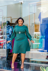 Elegant green office dress